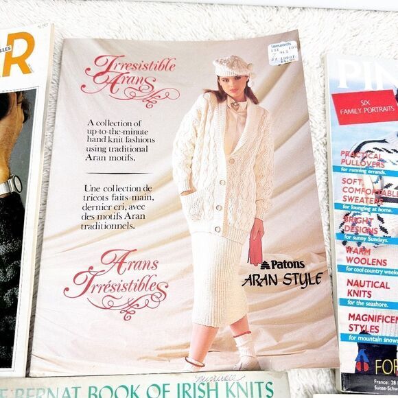 Knitting Sewing Magazines Aran Irish Knits Spinnerin Phildar Lot Vintage 60s 80s - Picture 4 of 12